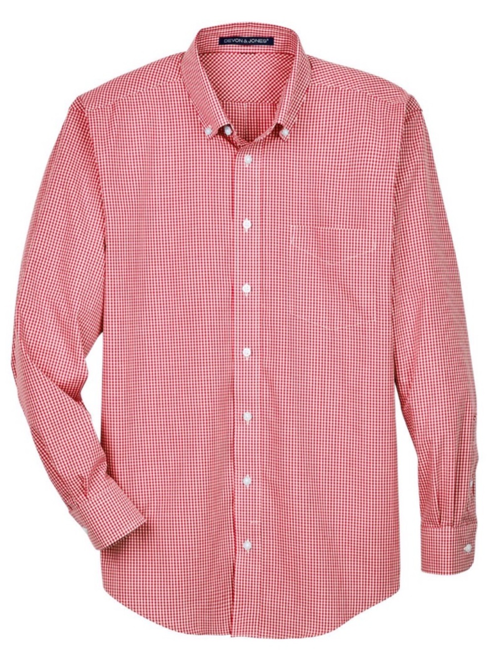 Devon & Jones D640 Men's Crown Woven Collection Gingham Check - Red